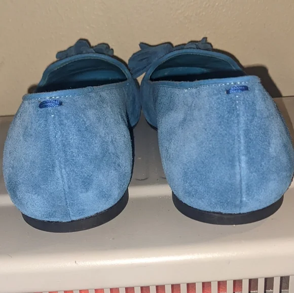 Charles Philip Milan Turquoise Blue Suede Tassel Loafers size 8.5​ - Picture 4 of 15